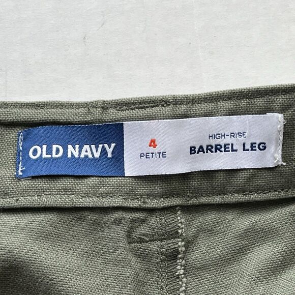 Old Navy High Waisted Barrel Leg Ankle Pants Canvas Size 4 Petite Stone Wall - Picture 11 of 13